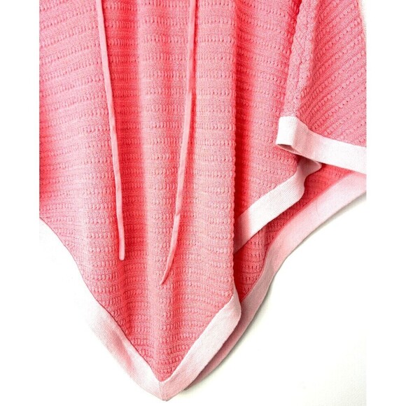 Talbots Womens Size L Pink Poncho Sweater Asymmetrical Cotton Blend Front Tie T - Picture 8 of 12